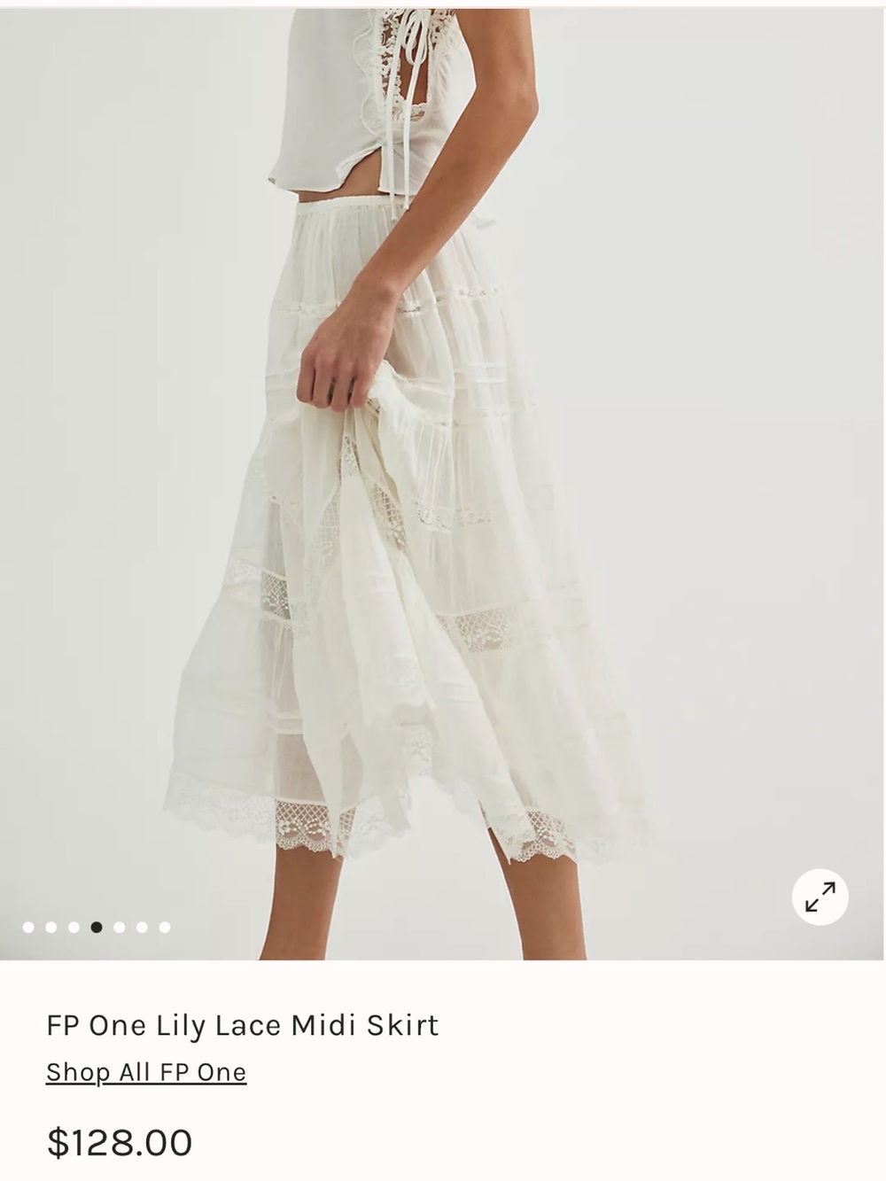 Free people current online Cream Lace-Trim Tiered Maxi